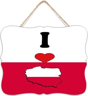I Love My Country Poland Hanging Wall Décor Wood Pallet Wall Plaque Sign 8x10 Inch Gift Flag for Travelers Painted Wall Art Wood Plaque with Sayings Home Decor for Living Room Office