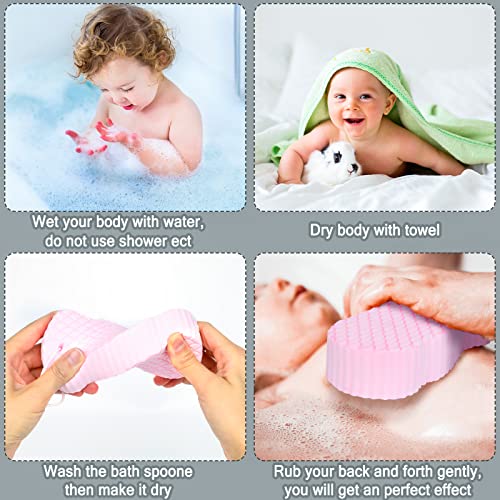 4Pcs Ultra Soft Bath Body Shower Sponge, Resuable Exfoliator Dead Skin Remover, Super Soft Exfoliating Bath Sponge With 4 Sticky Hooks For Pregnant Women, Adult And Children (Pink Blue Gray White) #TOP5