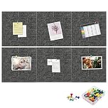 Yoillione Pin Board Felt Tiles Self Adhesive Notice Board for Home Decor and Office, Square Grey Bulletin Sticky DIY Memo, Soundproof Acoustic Panels for Noise Reduction