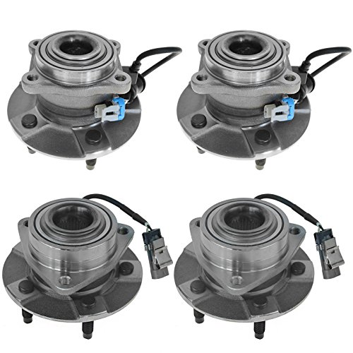 Image of TRQ 2 Piece Front Rear Wheel Bearing & Hub Assembly Set Compatible with 2005-2006 Chevrolet Equinox 2006 Pontiac Torrent 2002-2007 Saturn Vue