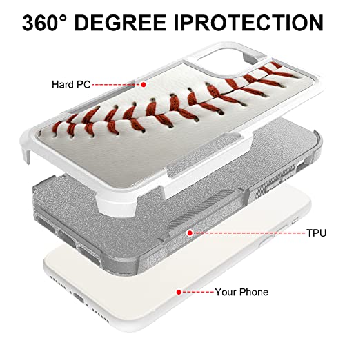 Candykisscase for iPhone 11 Pro Max, Baseball Sport White Pattern Shock-Absorption Hard PC and Inner Silicone Hybrid Dual Layer Armor Defender Case for Apple iPhone 11 Pro Max - image 2