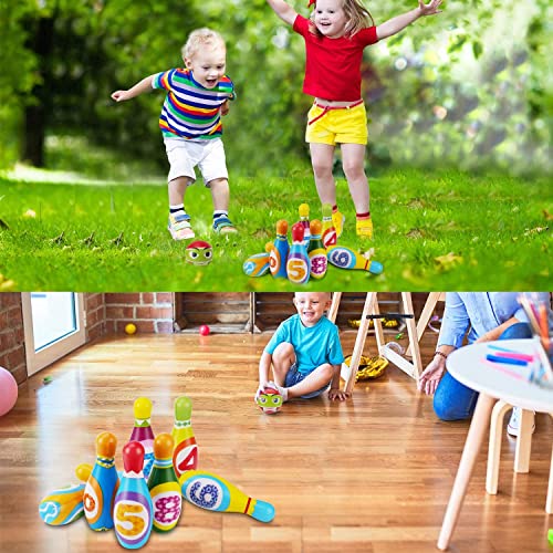 Dmsbuy Hand-Eye Coordination Bowling Toys, Activity Center Fine Motor Toy For Boys Girls Outside/Indoor Games 10 Bowling Pins And 2 Balls Birthday Party Gift For Kids #TOP4