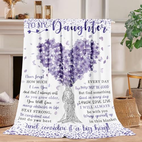Kitolwo to My Daughter Blanket from Mom Daughters Birthday Gifts Christmas Valentines Day Gift for Daughter to My Daughters Throw Blanket 40 x 50Purple