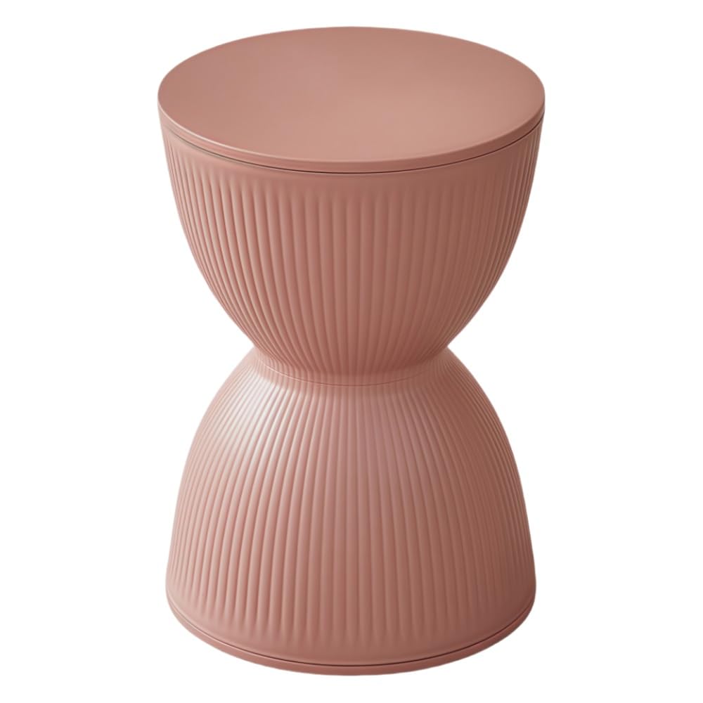 SXZenSpace Bedroom Furniture Colorful Hourglass-Shaped Side Table, Stylish NightStand, Drum Stool, Simple Shoe Bench, Round Coffe Table for Living Room, Bedroom, Restaurant(Pink)