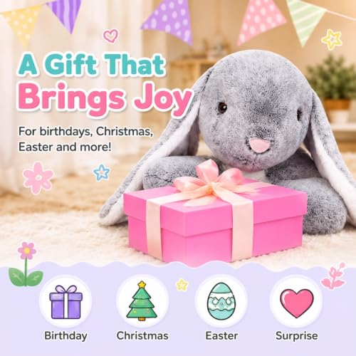 Image of BENINY 47 Inch Giant Bunny Stuffed Animal, Large Easter Rabbit Plush Toy, Big Soft Cuddly Bunny Pillow Gift for Girls, Boys, Kids, Birthday and Christmas