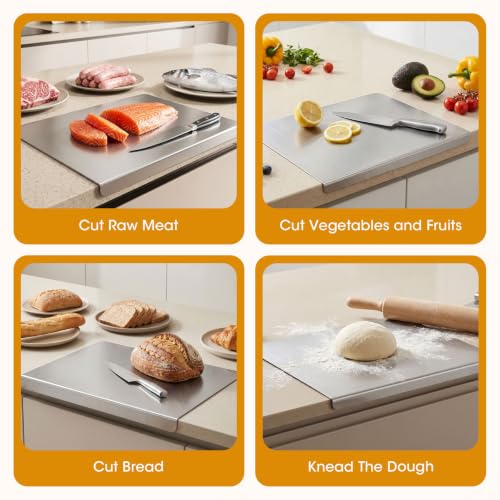 304 Stainless Steel Cutting Boards with Lip Kitchen Medium (19.7 x 15.7 in) by ZDZDFF - Used condition - Image 6