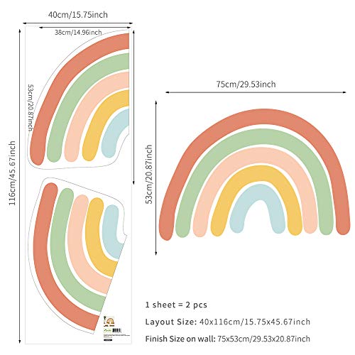 Boho Rainbow Wall Sticker 30 X 21 Inch Large Size Earthy Colors Rainbow Wall Decal For Girls Bedroom Boys Kids Living Room Nursey Playroom #TOP4