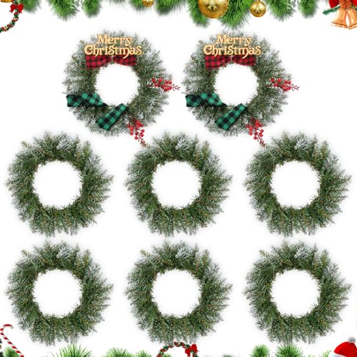 Zeyune 8 Pcs Christmas Wreaths 12 Inch Artificial Christmas DIY