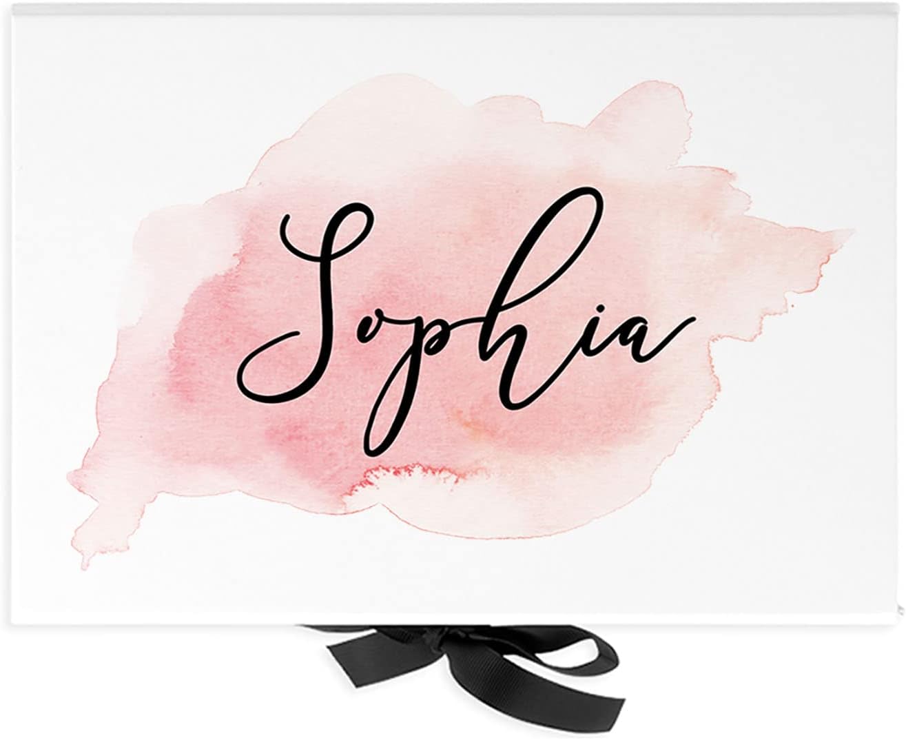 Andaz Press Custom Bridesmaid Proposal Box - Gift Boxes with Lids for Maid of Honor, Flower Girls & Bridesmaid Proposal Gifts White Box w/Personalized Watercolor Name & Ribbons, 10" x7"x 4", 1-Pack