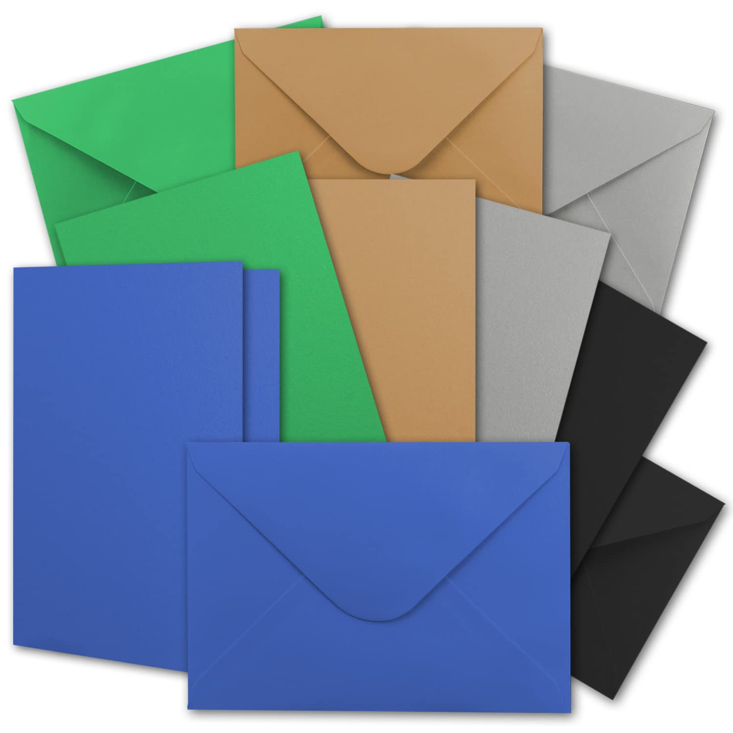 Lot de 300 cartes d'invitation avec enveloppes – Cartes vierges – Mélange de couleurs foncées – DIN A6 – 5 couleurs différentes – 10,5 x 14,8 cm