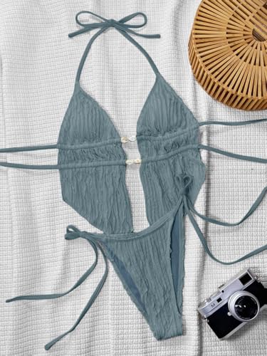 Image of RoseSeek Women's 2 Piece Boho Polka Dots Beaded Bikini Sets Sexy Swimsuits