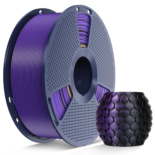 Image of SUNLU Silk Dual Color PLA Filament, Silk PLA 3D Printer Filament 1.75mm, Neatly Wound Shiny Silk 3D Printer Filament, Dimensional Accuracy + /-0.02mm, 1KG Spool (2.2lbs), Silk Dual Color (Black Purple)