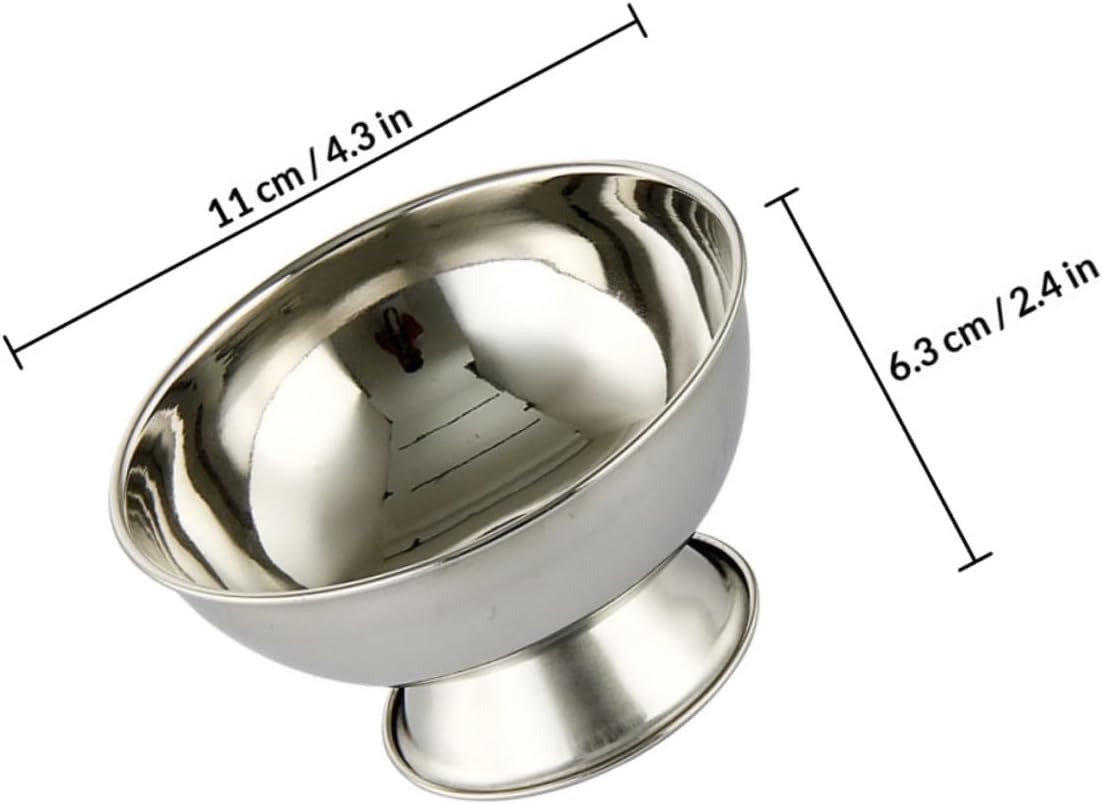 CHILDWEET Men’s Stainless Steel Shaving Bowl Set with Footed Mug 11cm Large Shave Soap Bowl for Household Use and Travel Men’s Shaving Equipment