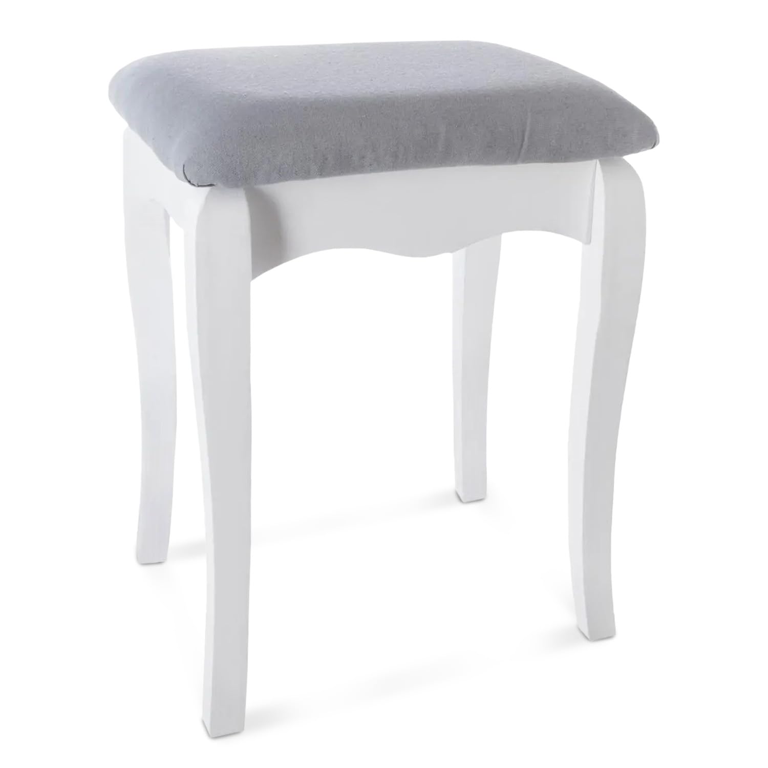 TIENDA EURASIA – Taburete Auxiliar Aurell | Color Gris y Blanco | Medidas: 35x28x45 cm | Taburetes Bajos | Espuma de Poliuretano, Poliéster, Álamo y Panel de Fibra de Madera | Taburete Tocador