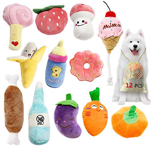 SITENG Squeaky Plush Dog Toy Pack for Puppy, Small Stuffed - Puppy Chew Toys - Set of 12 Dog Toys Bulk with Squeakers, Cute Plush Soft Toys for Small Medium Dog Pets