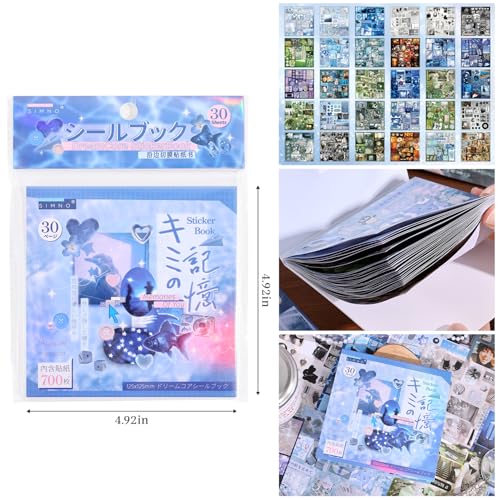 Image of Girl's Japanese Retro Sticker Book, Nostalgic Theme - 700+ Japanese dreamcore Style Glitter Stickers, for DIY Scrapbooking Journaling Handbook Decoration