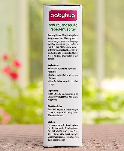 Image of Babyhug Natural Mosquito Repellent Spray with Citronella,Lemongrass & Eucalyptus Oil - 100 ml - 3 Months+