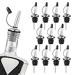 Ohtomber 12PCS Liquor Pour Spout - Stainless Steel Speed Tapered Olive Oil Alcohol Dispenser Pour Spouts for Liquor Bottles with Dust Caps, Bar Accessories Bar Tools