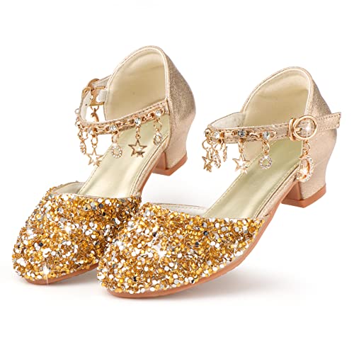 Image of Princess Dress Shoes for Girls - Toddler Sandals with Flower Design for Wedding Party & High Heels