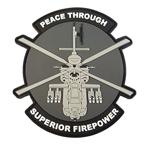 AH-64 Apache Helicopter PVC Patch [Black Grey White] Compatible with Velcro Patches for Backpacks,Hat Patches,PVC Patches,Patches for Caps,Plate Carrier Patches,Molle Patches,Patches for Hats