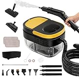 Limpiador a Vapor Portátil, 2500W Potente Limpiador a Vapor para el Hogar, 3 Velocidades Ajustables,17 Accesorios, Depósito de Agua de 1600 ml, Presión de 4 Bar, para Cocina, Ventanas, Pisos, Autos