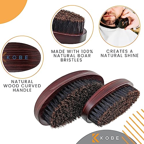 Kobe Professional Military Hair Brush/Beard Brush Grooming Kit For Men - Set of Two Brushes - Wood Grain - 100% Natural Boar Brsitle - Image 3