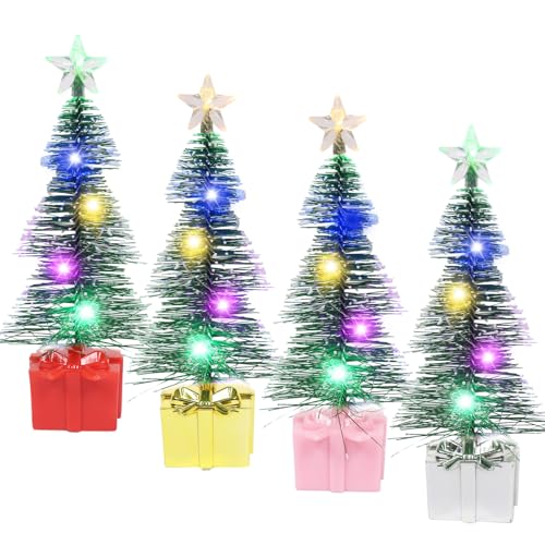 LED Mini Weihnachtsbaum, 4 Stück Kleiner Weihnachtsbaum mit...