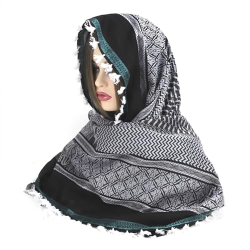Image of PURFUN Men's Large Arab Shemagh Headscarf Muslim Headcover Shawl Keffiyeh Arabic Scarf