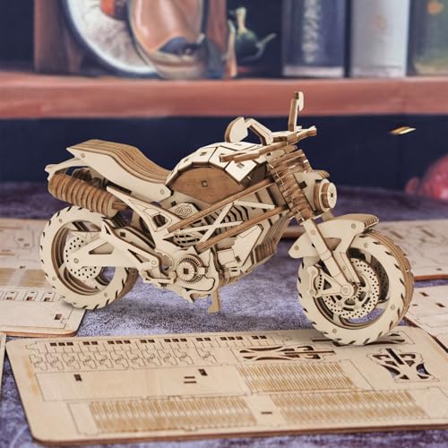 Comfoyar Puzzle 3D Motocyclette, Maquette en Bois a Construire Adulte, Bricolage de Construction Bois, Kit Artisanat DIY, Cadeaux Noël Anniversaire Saint Valentin pour Homme Femmes, Motocross – vue 5