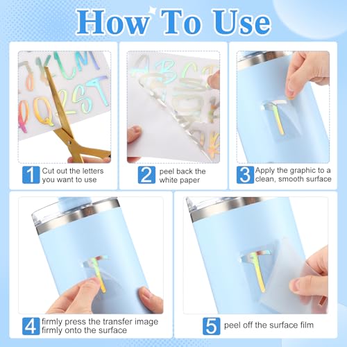 Image of 6 Sheets UV DTF Cup Wrap Name Stickers for Water Bottles Waterproof Custom Vinyl Decals Personalized Lettering Gift Stickers for 14-40oz Tumbler Cups Mugs DIY Craft (Laser)