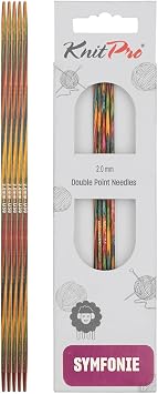 KNITPRO 15 cm x 2 mm Symfonie Double Pointed Needles, Multi-Color