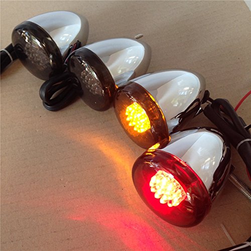 Kit de intermitentes cromados para motocicleta compatibles con Harley Bullet Led 41 mm