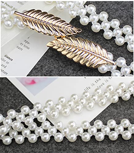 Lady's Faux Pearl Waist Chain Dress Pendant Adjustable Decorative Belt Hollowed Tassel Waist Belts4