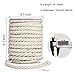 Hdviai Cotton Cord 10mm x 19Yards - Natural Unbleached Macrame Rope - 3 Strand Twisted Cotton Rope for Wall Hanging，DIY Craft Making，Plant Hangers，Knotting Decorative Projects (White)