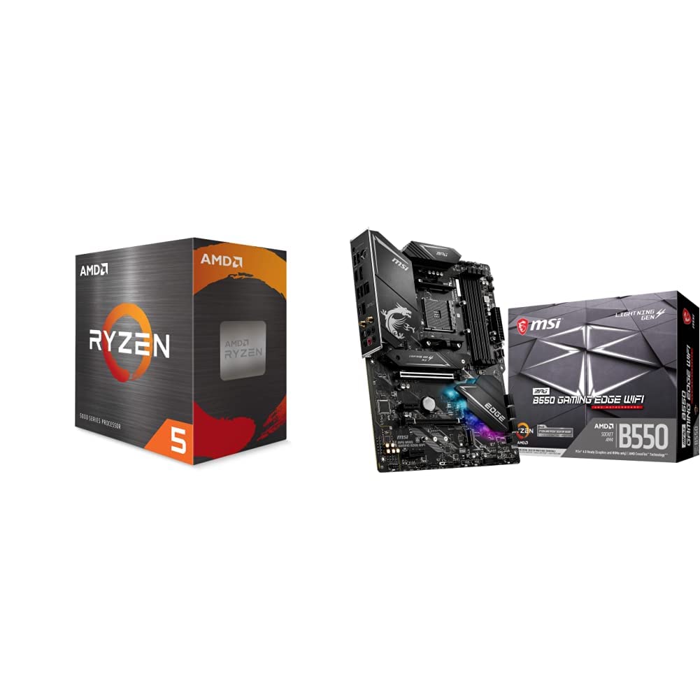 AMD Ryzen 5 5600X 6-core, 12-Thread Unlocked Desktop Processor with Wraith Stealth Cooler with MSI M