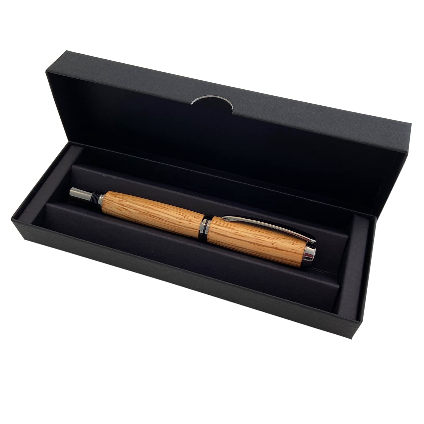 Handgefertigter Füllfederhalter aus Echtholz | Geschenkset mit Füller aus Holz & Etui | Exklusives Business Geschenk Set für Mitarbeiter und Kunden (Zebranoholz)