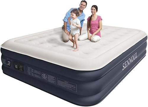 Miniatura 7 de Colchón de aire tamaño individual con bomba incorporada, autoinflable rápido de 2 minutos, cama inflable máxima de 13 pulgadas550 libras,