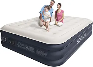 Air Mattress Queen with Built in Pump - 2 Mins Quick Self Inflatable,16"/650lbs Max Blow Up Bed, All Night Stability No Lost Air,No Peculiar Smell for Camping,Home,Guests & Portable Travel