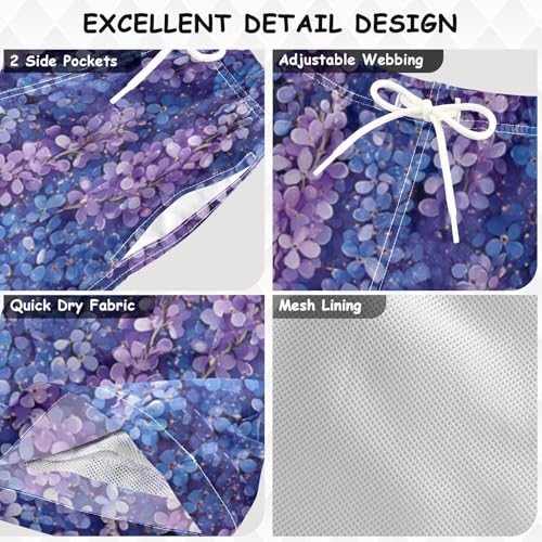 Pigsaly Boys Swim Trunks Wisteria Lavender Flower Boys Board Shorts Swimsuit Swimwear Summer Bathing Suit 2T3