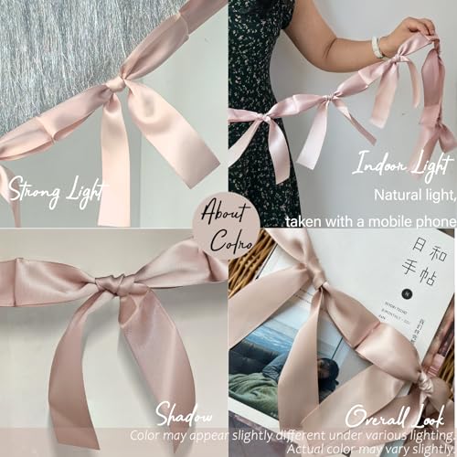 Image of Dusty Pink Bow Garland, Pre-Assembled 6 ft - Single Accent Decoration for Bridal Shower, Baby Shower & Birthday Parties | Soft Matte Satin Bows (Dusk Rose)