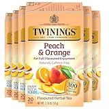 Twinings Peach & Orange Flavoured Herbal Tea, 20 Count Box, Pack of 6, Individually Wrapped Tea Bags, Juicy & Fruity, Naturally Caffeine Free