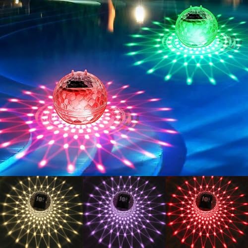 Mineup 2 Pièces Lampe Solaire Flottante pour Piscine - 7 Couleurs Lumière pour Étangs, Fêtes et Pelouses