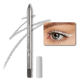 evpct 1Pcs Silver Color Gel Glitter Eyeliner Pencils Set for Women Waterline Waterproof Smudge Proof lapiz de ojos delineador de ojos contra el agua Eye Liner Makeup,05 Silver