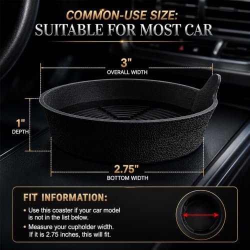Image of Silicone Car Cup Coaster Set of 4 | Compatible with Tata, Sierra | Anti-Slip Cup Holder Inserts | Black