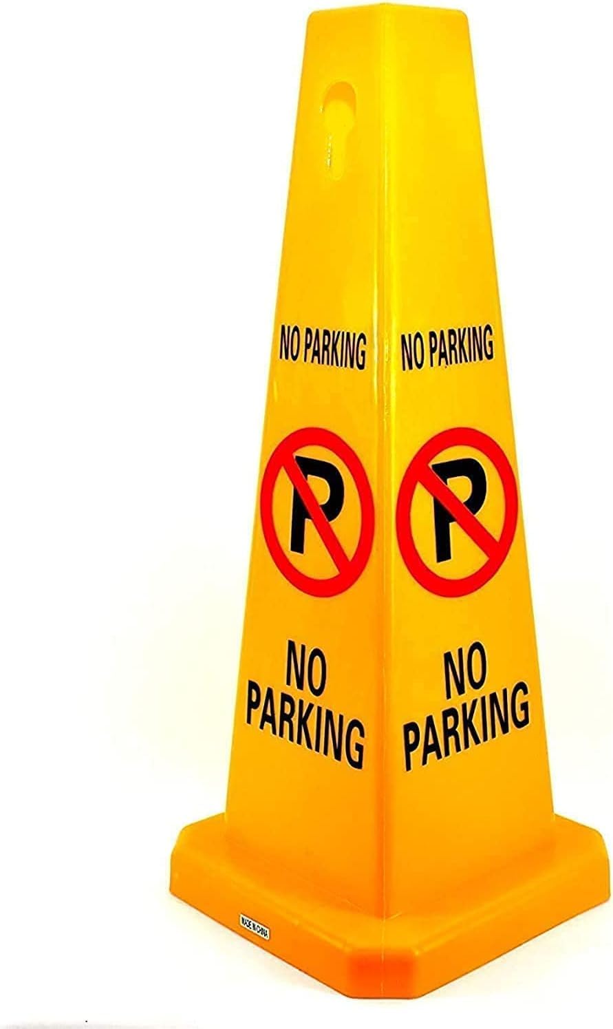 No Parking Sign Cone, Yellow, 4 Sides View, 1 Pc