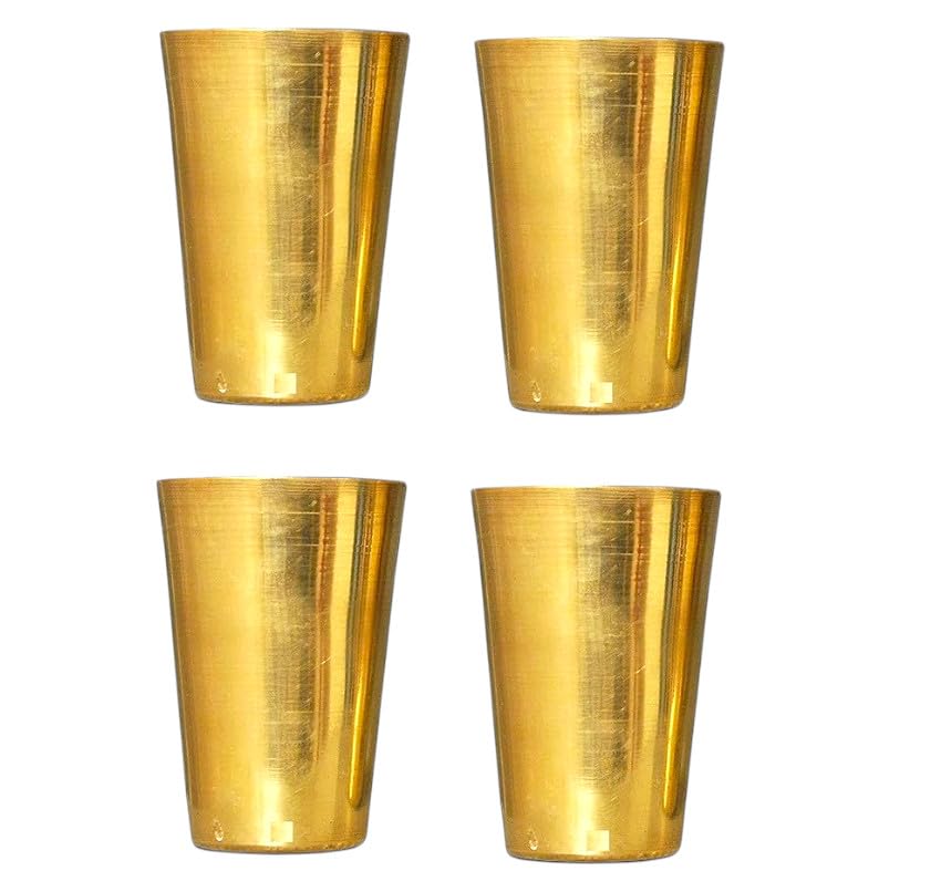 BRACOP® Szklanka do wody, kubek, kubki do wody, przybory do serwowania, szklanki z mosiądzu, zestaw 4, szklanki do picia, kolby, szklanki do wielkanocnego przyjęcia, stół weselny, dekoracja biura