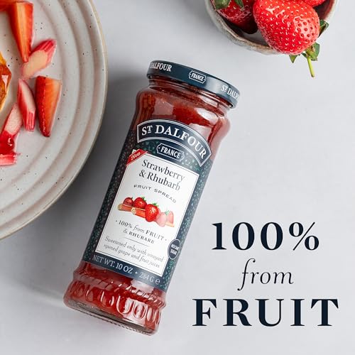 St. Dalfour Strawberry & Rhubarb Fruit Spread - 10oz - 100% from Fruit & Rhubarb, No Artificial Ingredients, Non-GMO, No Cane Sugars, All Natural
