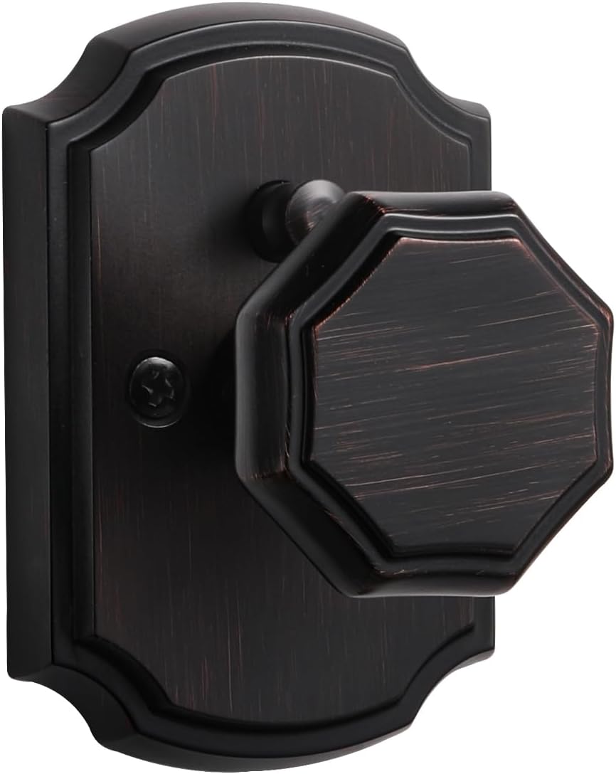 1 Pack Oil Rubbed Bronze Octagonal Interior Privacy Door Knobs Keyless Door Handles for Bathroom Bedroom
