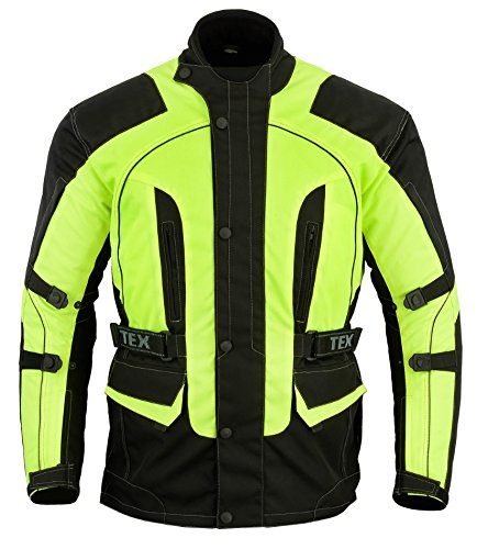 Texpeed Motorradjacke herren mit protektoren - Motorrad Biker Wasserdicht Jacke Mit Rüstung (EN 1621-1) Höhe Sichtbarkeit - Hi Vis Gelb Schwarz - 8XL