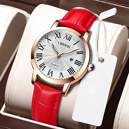 Tiong Fashion Casual Women's Watch， Leather Quartz Waterproof Watch, Roman Numeral Quartz Watch For Women #TOP6